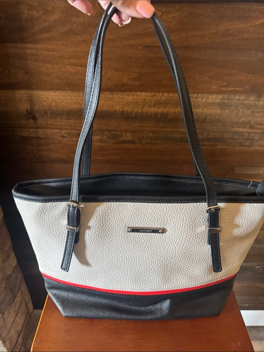 Nine West Black, White and Red Tote